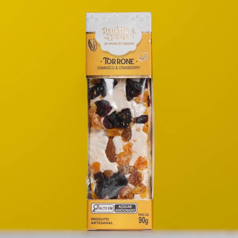 Embalagem do torrone damasco e cranberry